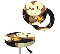 LHCVSFGW Housse de tabouret de bar avec bandes élastiques - Housses de siège lavables pour tabouret de bar de 30,5 à 35,6 cm - Motif singe de dessin animé tenant des fruits