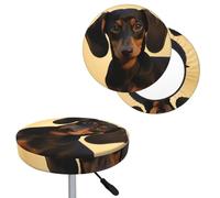 LHCVSFGW Housse de tabouret de bar - Motif teckel - Avec bandes élastiques - Résistante à la poussière - Lavable - Pour chaise de 30,5 à 35,6 cm