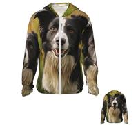 LHCVSFGW Mohado Border Collie Veste à capuche de protection solaire pour chien Fermeture éclair intégrale Manches longues avec poches Chemises de soleil Noir XXXL