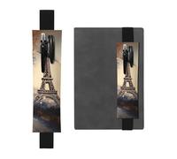 LHCVSFGW Porte-stylo élastique en cuir synthétique pour bloc-notes et marque-pages avec bande réglable - Pochette romantique Paris Tour Eiffel - Trousse à crayons pour planificateurs, classeurs