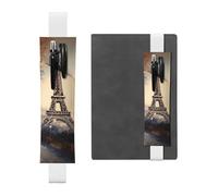 LHCVSFGW Porte-stylo élastique en cuir synthétique pour bloc-notes et marque-pages avec bande réglable - Pochette romantique Paris Tour Eiffel - Trousse à crayons pour planificateurs, classeurs