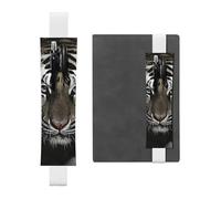 LHCVSFGW Porte-stylo élastique en cuir synthétique pour bloc-notes, marque-pages, avec bande réglable, pochette à crayons motif tigre noir et blanc, trousse à crayons pour agendas, classeurs, livres