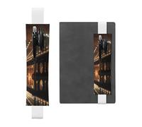 LHCVSFGW Porte-stylo élastique en cuir synthétique pour bloc-notes, marque-pages, avec bande réglable, pochette à crayons New York Manhattan Bridge Night pour planificateurs, classeurs, livres, blanc