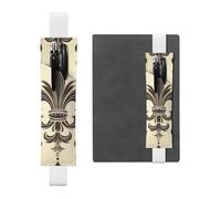 LHCVSFGW Porte-stylo élastique en cuir synthétique pour bloc-notes, marque-pages, avec bande réglable, pochette à stylos, fleur de lys et armoiries chevalier, trousse à crayons pour planificateurs