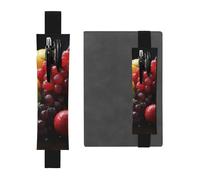 LHCVSFGW Porte-stylo élastique en cuir synthétique pour bloc-notes, marque-pages, avec bande réglable, pochette à stylos, fruits frais, trousse à crayons pour planificateurs, classeurs, livres, Noir