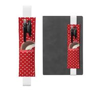 LHCVSFGW Porte-stylo élastique en cuir synthétique pour bloc-notes, marque-pages, avec bande réglable, pochette à stylos, hérisson, rouge à pois, blanc, Taille unique