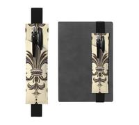 LHCVSFGW Porte-stylo élastique en cuir synthétique pour bloc-notes, marque-pages, avec bande réglable, pochette à stylos, fleur de lys et armoiries chevalier, trousse à crayons pour planificateurs