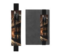 LHCVSFGW Porte-stylo élastique en cuir synthétique pour bloc-notes, marque-pages, avec bande réglable, pochette à crayons New York Manhattan Bridge Night pour planificateurs, classeurs, livres, Noir