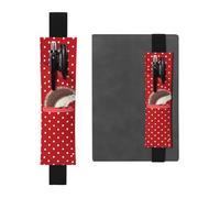 LHCVSFGW Porte-stylo élastique en cuir synthétique pour bloc-notes, marque-pages, avec bande réglable, pochette à stylos, hérisson, rouge à pois, Noir , Taille unique