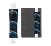 LHCVSFGW Porte-stylo élastique en cuir synthétique pour bloc-notes, marque-pages, avec bande réglable, pochette à crayons motif dragon cyan, trousse à crayons pour agendas, classeurs, livres