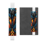 LHCVSFGW Porte-stylo élastique pour bloc-notes, marque-pages, porte-crayons en cuir synthétique avec bande réglable, pochette à stylos, pochette de style africain, motif textile, trousse à crayons