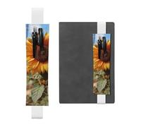 LHCVSFGW Porte-stylo élastique pour bloc-notes, marque-pages, porte-crayons en cuir synthétique avec bande réglable, pochette à crayons de ferme tournesol pour planificateurs, classeurs, livres, blanc