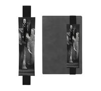 LHCVSFGW Porte-stylo élastique pour bloc-notes, marque-pages, porte-crayons en cuir synthétique avec bande réglable, pochette à crayons noire et blanche avec image d'éléphant pour agendas, classeurs