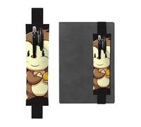 LHCVSFGW Porte-stylo élastique pour bloc-notes, marque-pages, porte-crayons en cuir synthétique avec bande réglable, pochette à stylos, motif singe tenant des fruits, trousse à crayons pour