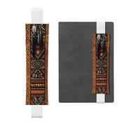LHCVSFGW Porte-stylo élastique pour bloc-notes, marque-pages, porte-crayons en cuir synthétique avec bande réglable, pochette à stylos, motif africain traditionnel, trousse à crayons pour