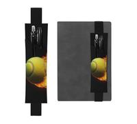 LHCVSFGW Porte-stylo élastique pour bloc-notes, marque-pages, porte-crayons en cuir synthétique avec bande réglable, pochette pour stylo brûlant des photos de tennis, trousse à crayons pour