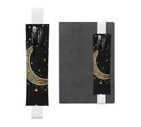 LHCVSFGW Porte-stylo élastique pour bloc-notes, marque-pages, porte-crayons en cuir synthétique avec bande réglable, pochette à stylos, motif croissant de lune, trousse à crayons pour planificateurs