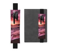 LHCVSFGW Porte-stylo élastique pour bloc-notes, marque-pages, porte-crayons en cuir synthétique avec bande réglable, pochette à stylos, plage, coucher de soleil, trousse à crayons pour planificateurs