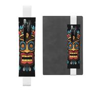 LHCVSFGW Porte-stylo élastique pour bloc-notes, marque-pages, porte-crayons en cuir synthétique avec bande réglable, pochette à stylos colorée motif masque tiki trousse à crayons pour planificateurs