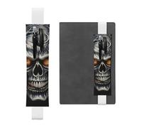 LHCVSFGW Porte-stylo élastique pour bloc-notes, marque-pages, porte-crayons en cuir synthétique avec bande réglable, pochette à crayons motif tête de mort maléfique, trousse à crayons pour