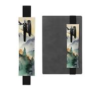 LHCVSFGW Porte-stylo élastique pour bloc-notes, marque-pages, porte-crayons en cuir synthétique avec bande réglable, pochette à stylos, oiseaux de montagne, aquarelle, trousse à crayons pour