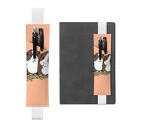 LHCVSFGW Porte-stylo élastique pour bloc-notes, marque-pages, porte-crayons en cuir synthétique avec bande réglable, pochette à stylos avec deux cochons d'Inde à suspendre, trousse à crayons pour