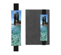 LHCVSFGW Porte-stylo élastique pour bloc-notes, marque-pages, porte-crayons en cuir synthétique avec bande réglable, pochette à crayons île Fidji et mer transparente, trousse à crayons pour