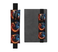 LHCVSFGW Porte-stylo élastique pour bloc-notes, marque-pages, porte-crayons en cuir synthétique avec bande réglable, pochette à stylos, dragons du feu et de glace, trousse à crayons pour