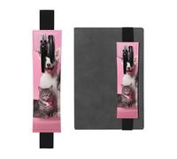 LHCVSFGW Porte-stylo élastique pour bloc-notes, marque-pages, porte-crayons en cuir synthétique avec bande réglable, pochette à stylos pour chiens et chats, trousse à crayons pour planificateurs
