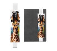 LHCVSFGW Porte-stylo élastique pour bloc-notes, marque-pages, porte-crayons en cuir synthétique avec bande réglable, pochette à stylos, jolie girafe aquarelle, trousse à crayons pour planificateurs