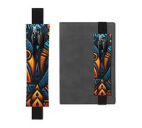 LHCVSFGW Porte-stylo élastique pour bloc-notes, marque-pages, porte-crayons en cuir synthétique avec bande réglable, pochette à stylos, pochette de style africain, motif textile, trousse à crayons