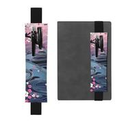 LHCVSFGW Porte-stylo élastique pour bloc-notes, marque-pages, porte-crayons en cuir synthétique avec bande réglable, pochette à stylos, pochette à crayons de style japonais à fleurs pour