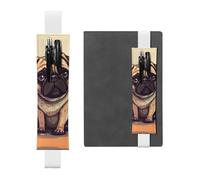 LHCVSFGW Porte-stylo élastique pour bloc-notes, marque-pages, porte-crayons en cuir synthétique avec bande réglable, pochette à crayons carlin, trousse à crayons pour planificateurs, classeurs, livres