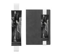 LHCVSFGW Porte-stylo élastique pour bloc-notes, marque-pages, porte-crayons en cuir synthétique avec bande réglable, pochette à crayons noire et blanche avec image d'éléphant pour agendas, classeurs
