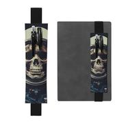 LHCVSFGW Porte-stylo élastique pour bloc-notes, marque-pages, porte-crayons en cuir synthétique avec bande réglable, pochette à crayons esthétique, motif tête de mort, trousse à crayons pour