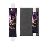 LHCVSFGW Porte-stylo élastique pour bloc-notes, marque-pages, porte-crayons en cuir synthétique avec bande réglable, pochette à stylos, motif chat assis à l'intérieur de la nébuleuse, trousse à