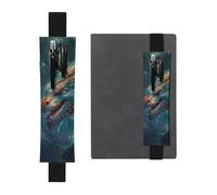 LHCVSFGW Porte-stylo élastique pour bloc-notes, marque-pages, porte-crayons en cuir synthétique avec bande réglable, pochette à crayons Dragon Art Trousse à crayons pour planificateurs, classeurs