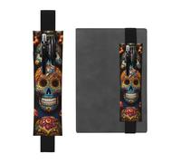 LHCVSFGW Porte-stylo élastique pour bloc-notes, marque-pages, porte-crayons en cuir synthétique avec bande réglable, pochette colorée en sucre crânes, trousse à crayons pour planificateurs, classeurs