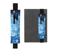 LHCVSFGW Porte-stylo élastique pour bloc-notes, marque-pages, porte-crayons en cuir synthétique avec bande réglable, pochette à crayons bleue avec fond de glaçons pour agendas, classeurs, livres, Noir
