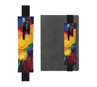 LHCVSFGW Porte-stylo élastique pour bloc-notes, marque-pages, porte-crayons en cuir synthétique avec bande réglable, pochette colorée pour crayons, planificateurs, classeurs, livres, Noir , Taille