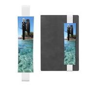 LHCVSFGW Porte-stylo élastique pour bloc-notes, marque-pages, porte-crayons en cuir synthétique avec bande réglable, pochette à crayons île Fidji et mer transparente, trousse à crayons pour