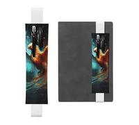 LHCVSFGW Porte-stylo élastique pour bloc-notes, marque-pages, porte-crayons en cuir synthétique avec bande réglable, pochette à stylos, phénix de feu et d'eau, trousse à crayons pour planificateurs