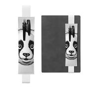 LHCVSFGW Porte-stylo élastique pour bloc-notes, marque-pages, porte-crayons en cuir synthétique avec bande réglable, pochette à stylos, motif visage de panda, trousse à crayons pour planificateurs
