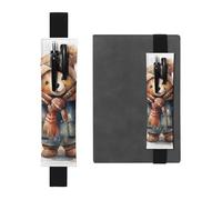 LHCVSFGW Porte-stylo élastique pour bloc-notes, marque-pages, porte-crayons en cuir synthétique avec bande réglable, pochette à stylos, ours avec écharpe, trousse à crayons pour planificateurs