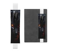 LHCVSFGW Porte-stylo élastique pour bloc-notes, marque-pages, porte-crayons en cuir synthétique avec bande réglable, pochette à stylos, grand loup noir avec yeux rouges, trousse à crayons pour