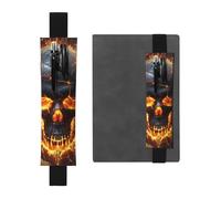 LHCVSFGW Porte-stylo élastique pour bloc-notes, marque-pages, porte-crayons en cuir synthétique avec bande réglable, pochette à crayons en forme de tête de mort, trousse à crayons pour planificateurs