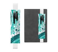 LHCVSFGW Porte-stylo élastique pour bloc-notes, marque-pages, porte-crayons en cuir synthétique avec bande réglable, pochette à crayons cercle turquoise et blanc, trousse à crayons pour agendas
