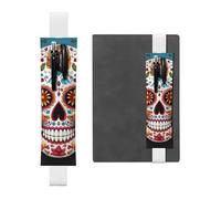 LHCVSFGW Porte-stylo élastique pour bloc-notes, marque-pages, porte-crayons en cuir synthétique avec bande réglable, pochette colorée en forme de tête de mort, trousse à crayons pour planificateurs