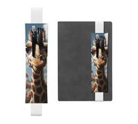 LHCVSFGW Porte-stylo élastique pour bloc-notes, marque-pages, porte-crayons en cuir synthétique avec bande réglable, jolie trousse à crayons en forme de girafe pour planificateurs, classeurs, livres