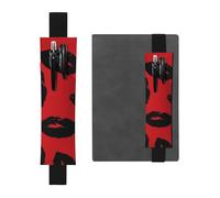 LHCVSFGW Porte-stylo élastique pour bloc-notes, marque-pages, porte-crayons en cuir synthétique avec bande réglable, pochette à stylos, lèvres rouges et noires, trousse à crayons pour agendas